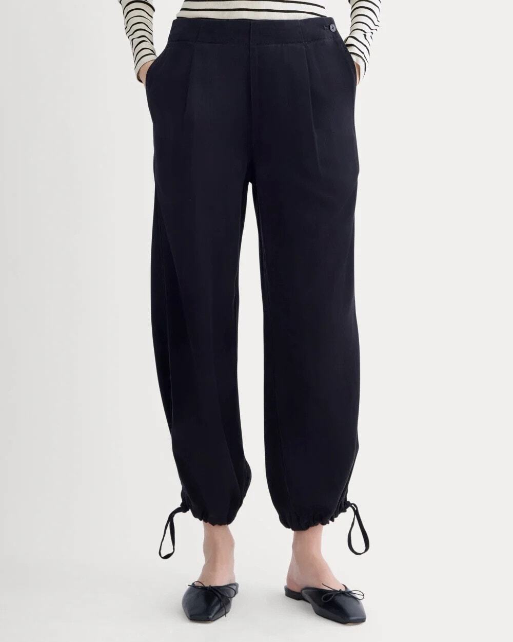 NWT Everlane The Chino Jogger Pleated Relaxed Fit In Buttersoft Black Size 2